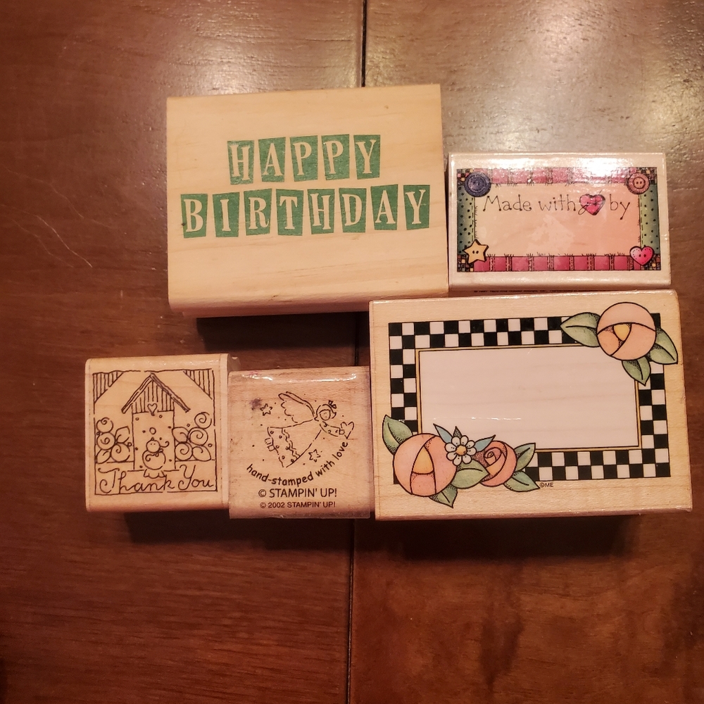 5 Happy Birthday, Angel, Thank you, Borders Wooden/ Rubber Stamps